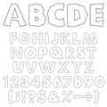 Black and white chopped alphabet, numbers and signs. Isolated vector objects.